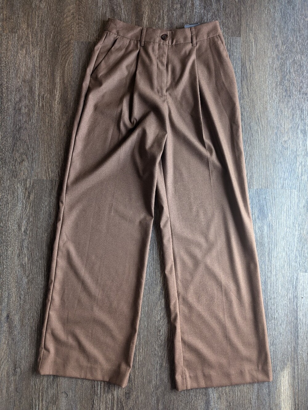 Worthington Brown Wide-Leg Pleated Trousers